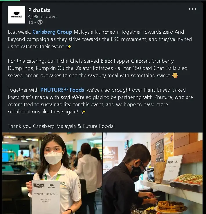 PichaEats linkedin post