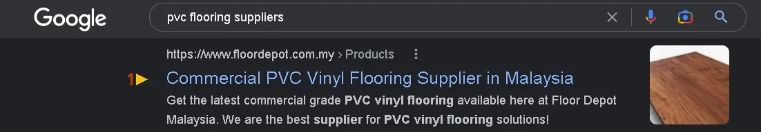 Search engine result on floordepot 