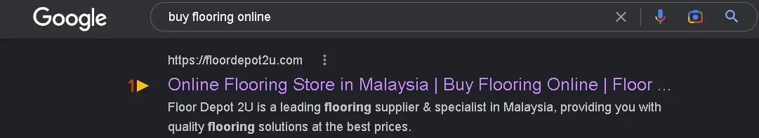 Search engine result on Floordepot2u