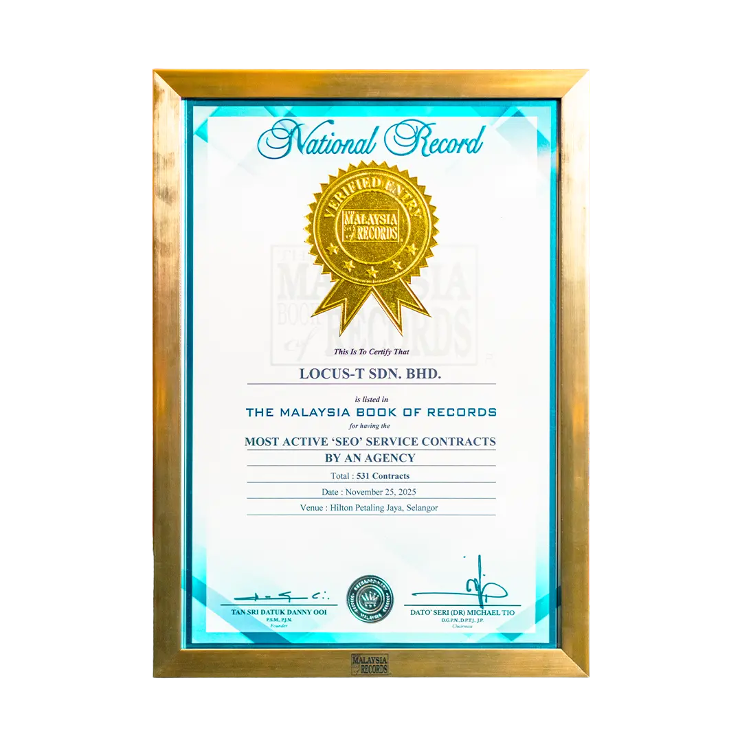 Malaysia Book of Records, Largest SEO Agency in Malaysia | Most Active ‘SEO’ Agency by an Agency